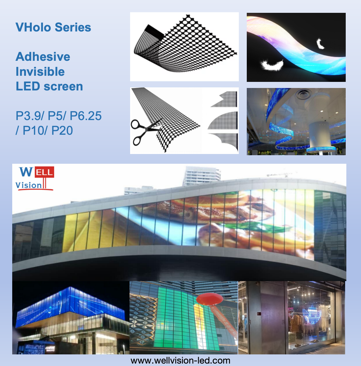 An invisible LED screen that requires no structural framework